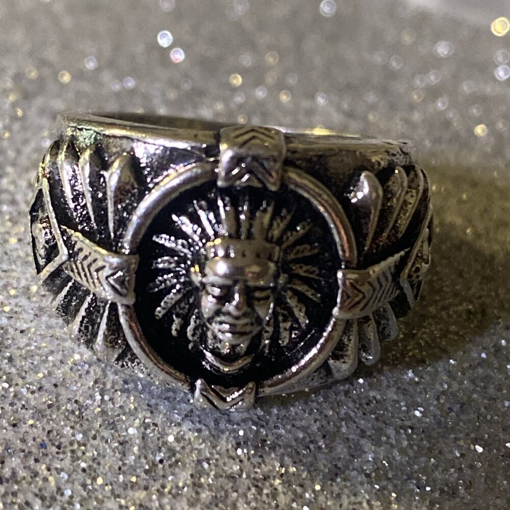 Native American Indian Chief Head Ring. Spirit of the warrior Sz 14